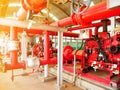 Diesel engine driven fire pump in industrial or factory, Main equipment technology for fire protection system, safety concept Royalty Free Stock Photo