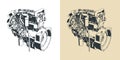 Diesel engine illustrations