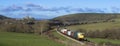 Diesel goods train on the Swanage Railway near Corfe Castle ,Dorset.England Royalty Free Stock Photo