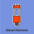 Diesel hammer color flat icon.