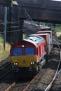 Diesel loco container train West Coast Main Line Royalty Free Stock Photo