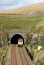 Diesel loco emerging from Blea Moor tunnel