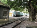 A diesel locomotive at Hong Kong railway museum, Tai Po,