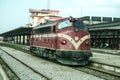 Diesel locomotive, a Nohab, getting ready to pull a Passenger train belonging to the Kosovo railways, trainkos, for departure