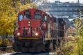 Diesel locomotives with the CN logo shunting. Also known as Canadian National Railway, it is the main freigh and cargo operator