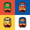 Diesel locomotives. Front view. Vector illustration Royalty Free Stock Photo