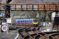 Diesel multiple unit train approaching Carnforth