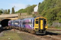 Diesel multiple unit train leaving Blackburn Royalty Free Stock Photo