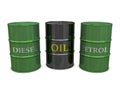 Diesel, Oil and Petrol barrels