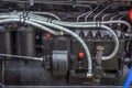 Diesel power engine at new tractor Royalty Free Stock Photo
