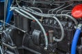 Diesel power engine at new tractor Royalty Free Stock Photo