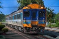 Diesel railcar on the railway. Royalty Free Stock Photo