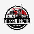 Diesel Repair Trucking Company Cirlce Emblem Logo Isolated Vector Art Illustration. Best for Trucking Related Industry