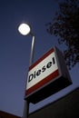 Diesel sign at gas station Royalty Free Stock Photo