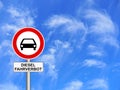 Diesel traffic sign blue sky background