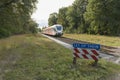 Diesel train in the Achterhoek region between Aalten and Winters Royalty Free Stock Photo