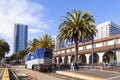 Diesel train arrives at Union Royalty Free Stock Photo