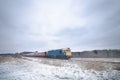 Diesel Train in Norfolk in the Snow