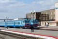 Diesel trains on the ways of train station in Mogilev, Belarus