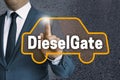 DieselGate auto touchscreen is operated by businessman concept