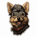 Dieselpunk Yorkshire Terrier Sticker Image Of A German Shepherd