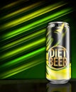 Diet beer with less calories green can