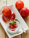 Diet Breakfast. Yogurt with Chia seeds and blood Orange