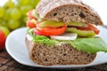 Diet brown baguette with vegetable