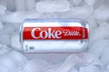 A diet Coke in a bed of ice