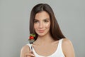 Diet concept. Healthy Young Woman Eating Vegetable Salad Royalty Free Stock Photo