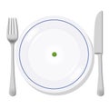 Pea on an empty plate illustration on white background Royalty Free Stock Photo