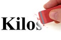Erase the word kilos with an eraser Royalty Free Stock Photo