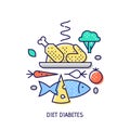 Diet diabets. Vector thin line icon. Royalty Free Stock Photo