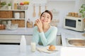 Diet. Dieting concept. Healthy Food. Beautiful Young Woman choosing between Fruits and Sweets Royalty Free Stock Photo