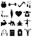 Diet exercise icons set