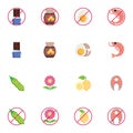 Diet food collection, allergen food flat icons set Royalty Free Stock Photo