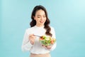 Diet healthy concept. Her face and skin are healthy, fresh, bright and youthful