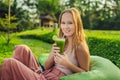 Diet. Healthy Eating Woman Drinking Fresh Raw Green Detox Vegetable Juice. Healthy Lifestyle, Vegetarian Food And Meal Royalty Free Stock Photo