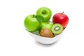Diet, healthy fruit in the white bowl - healthy breakfast. Still Life of Fruit