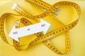 Diet and Healthy life Concept. Weight scale,measure. women diet slimming, top view.,diet, dream to be slim, healthy Royalty Free Stock Photo