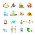 Diet healthy nutrition lifestyle we vector icon set