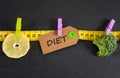 Diet inscription written on paper tag