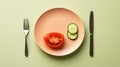 Diet. Lack of calories in the diet. Vegetables in a plate