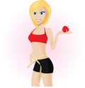 Diet lady with red apple