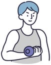 Diet man doing muscle training simple illustration