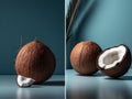 space organic blue vegetarian concept copy fruit tropical minimalism coconut trend background. Generative AI.