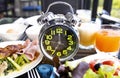 Diet plan with alarm clock as Interval fasting  Healthy diet concept Royalty Free Stock Photo