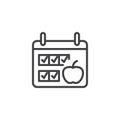 Diet plan calendar line icon