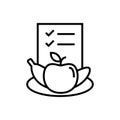 Diet plan icon. food nutrition list sheet with apple and banana symbol for dietary habit illustration. simple monoline