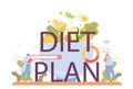 Diet plan typographic header. Nutrition therapy with healthy food